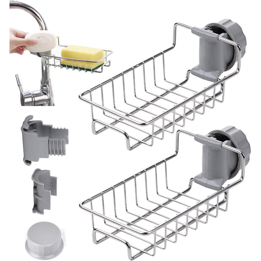 Adjustable Sink Sponge Caddy, Stainless Steel Material Rustproof Waterproof Multi-Purpose Organizer For Kitchen Bathroom Faucet Pipes (0.6-1.0 Inch) 9060116778300