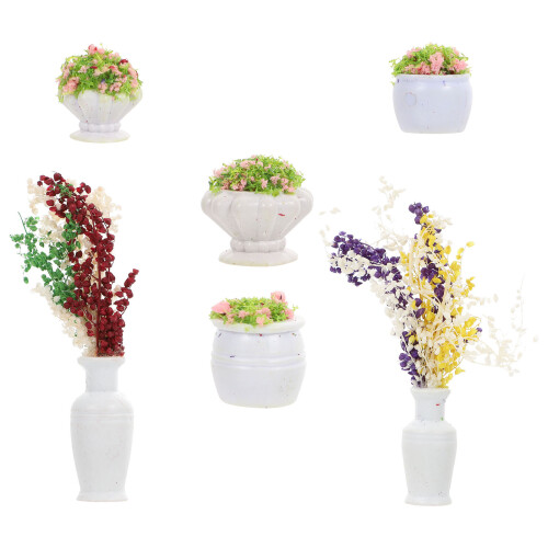 6Pcs Mini Flower Pots Model Miniature Vase Diy Sand Table Decor