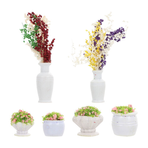 6Pcs Mini Flower Pots Model Miniature Vase Diy Sand Table Decor 2