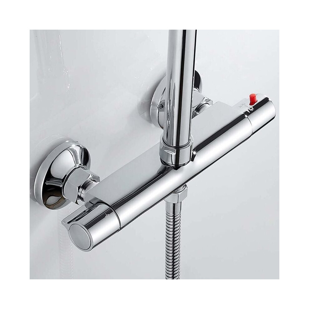 Heavy Duty Solid Brass Thermostatic Shower Valve With Anti-Scald Protection For Bathroom Rv Clawfoot Tub, Exposed Shower Faucet With Easy Installation 9135470835546