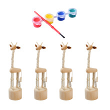 4 Stuks Diy Giraffe Knutsels Met Pigment En Pen Voor Kinderen