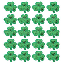 1 Set 20 Stuks St. Patrick's Day Glitter Klaverblad Patches Groen