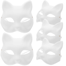 15 Handbemalte Katzenmasken Aus , Unlackiert, Zum Basteln