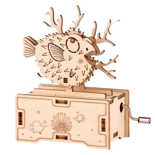 2Sets DIY Holz Puzzle 3D Handkurbel Beige 1