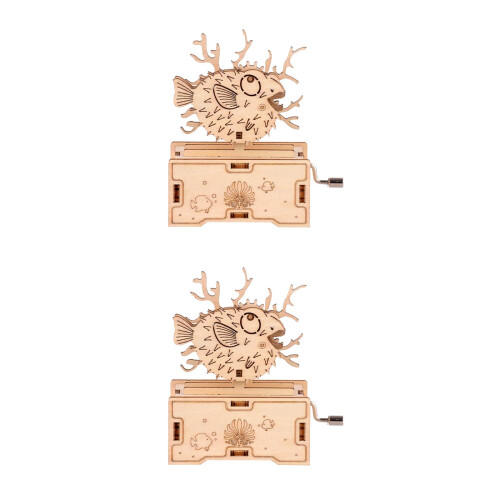 2Sets DIY Holz Puzzle 3D Handkurbel Beige 2