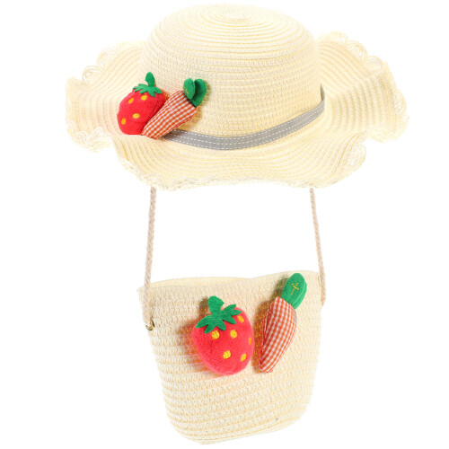 Kinder Sonnenschutz Hut Stroh Beige 1 Set 2