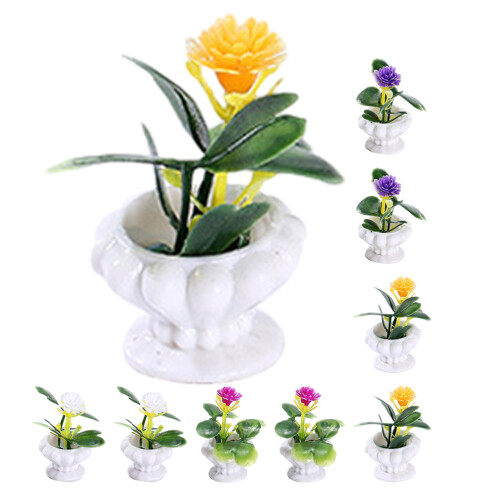16 Unidades Mini Artificial En Maceta Para Decoración 1