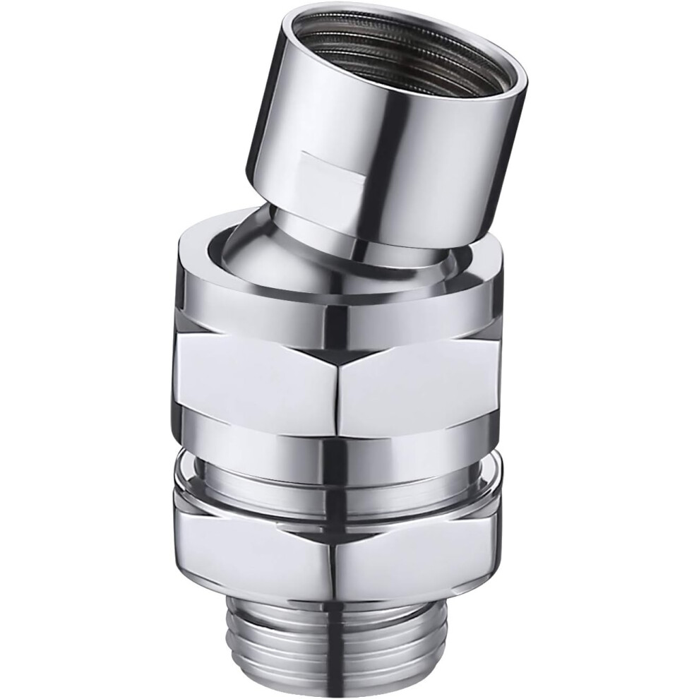 Universal Solid Brass Shower Head Adapter, Adjustable Angle With Durability, Polished Chrome Finish, Rotatable Ball Joint For Easy Installation 9060116571130