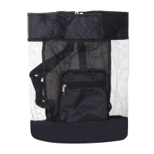 Mochila Infantil Plegable Bolsa Malla Almacenamiento Arena Negro