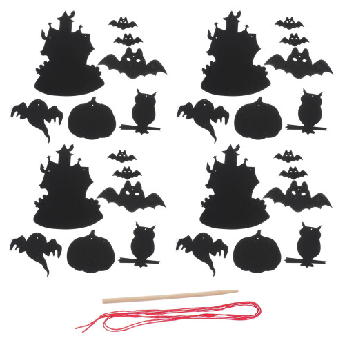 8 Sets Regenbogen Schabkarton Halloween Graffiti Bastelset