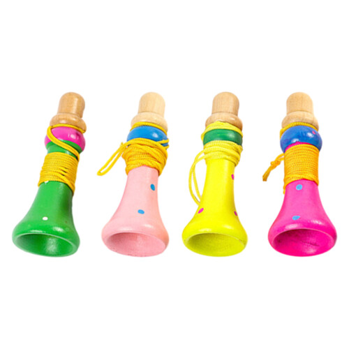 4Stk Kinder Holztrompete Spielzeug Bunt 2