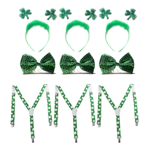 9 Pièces Saint-Patrick Déguisement Cheveux Cravate 2,5 Cm