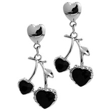 3Pairs Lightweight Alloy Heart Cherry Earrings Multi Color Girls Women