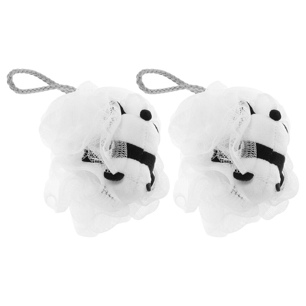 2Pcs Soft Cartoon Panda Bath Loofah For Kids Exfoliating Mesh Sponge Totority