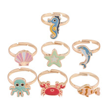 7Pcs Creative Alloy Rings for Women Assorted Color Finger Jewelry Set