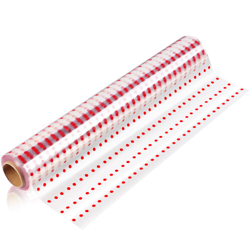 Folded Cellophane Wrap 3 Mil Red Dots 3000 X 80 Cm For Gift Baskets