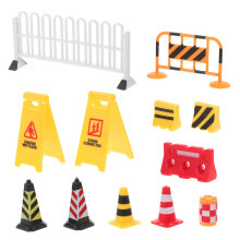 1Set Plastic Mini Traffic Road Block Toy with Assorted Signs for Kids
