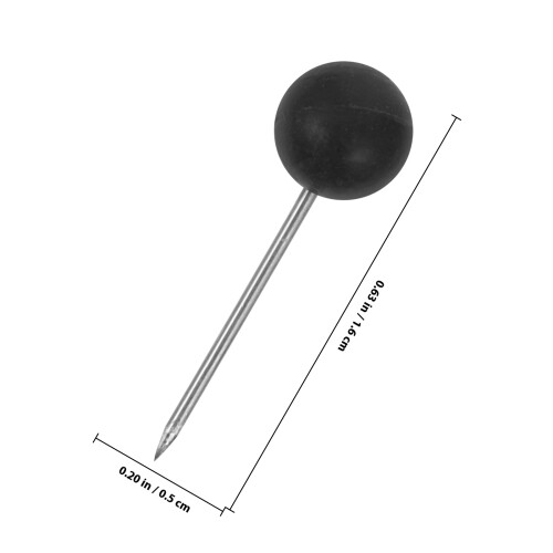 100Pcs Push Round Ball Head Map Tacks With Stainless Point Black 1