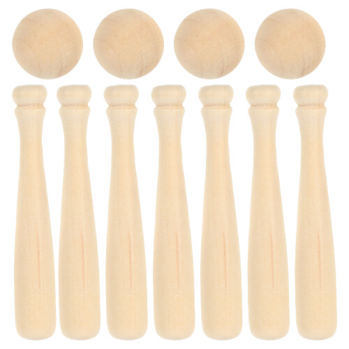 60 Mini Bolas De Béisbol Sin Acabar Con 30 Bate De Madera 1