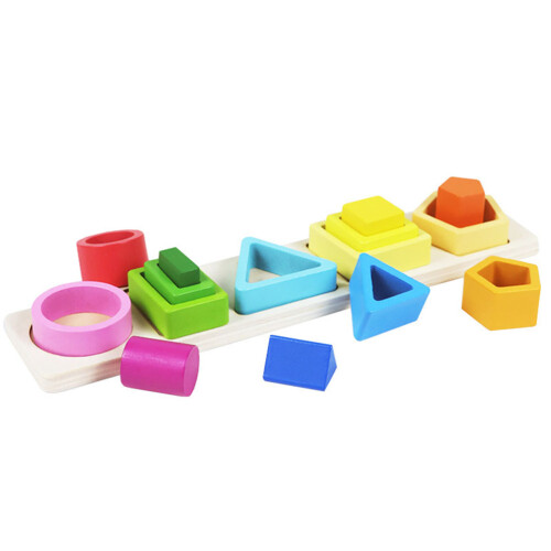 5 Sets Wooden Sorting And Stacking Toys For Toddlers 1