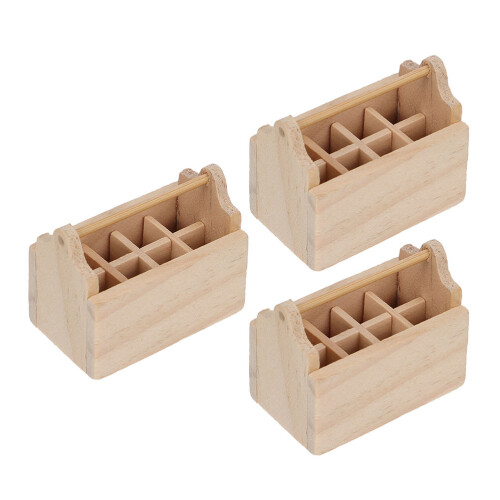 3 Pcs Miniature Wooden Toolbox Model Decor Ornaments 1