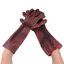 One Pair Dark Red Halloween Gloves For Scary Party Props