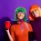Set Parrucche Cosplay Verde Corto Bob Con Sciarpa Per 5