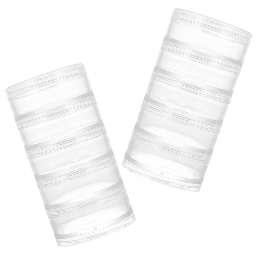 2Pcs Durable Transparent Plastic Jars Small Stackable Storage Boxes
