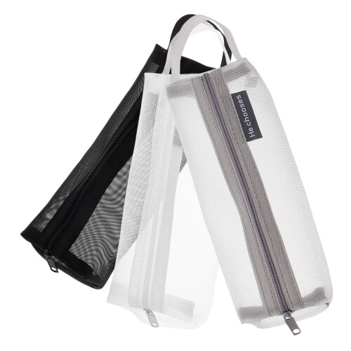 3 Pièces Trousse Crayons Transparente Taille En Maille Zippée
