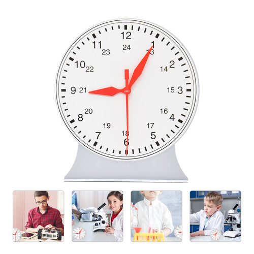 24 Hour Learn To Tell Time Plastic Clock Teaching Aid Educational Toy 2