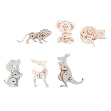 12 Puzzle In Legno Da Assemblare Animali 3D