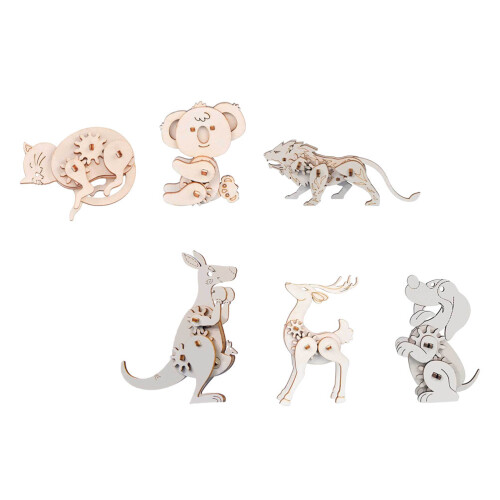 12 Puzzle In Legno Da Assemblare Animali 3D 1