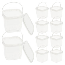 10Pcs Square 500Ml Clear Bucket With Lid