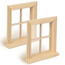 8Pcs Rustic Beige Mini Doll House Window Frames for Furniture Models