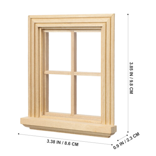 8Pcs Rustic Beige Mini Doll House Window Frames for Furniture Models 2