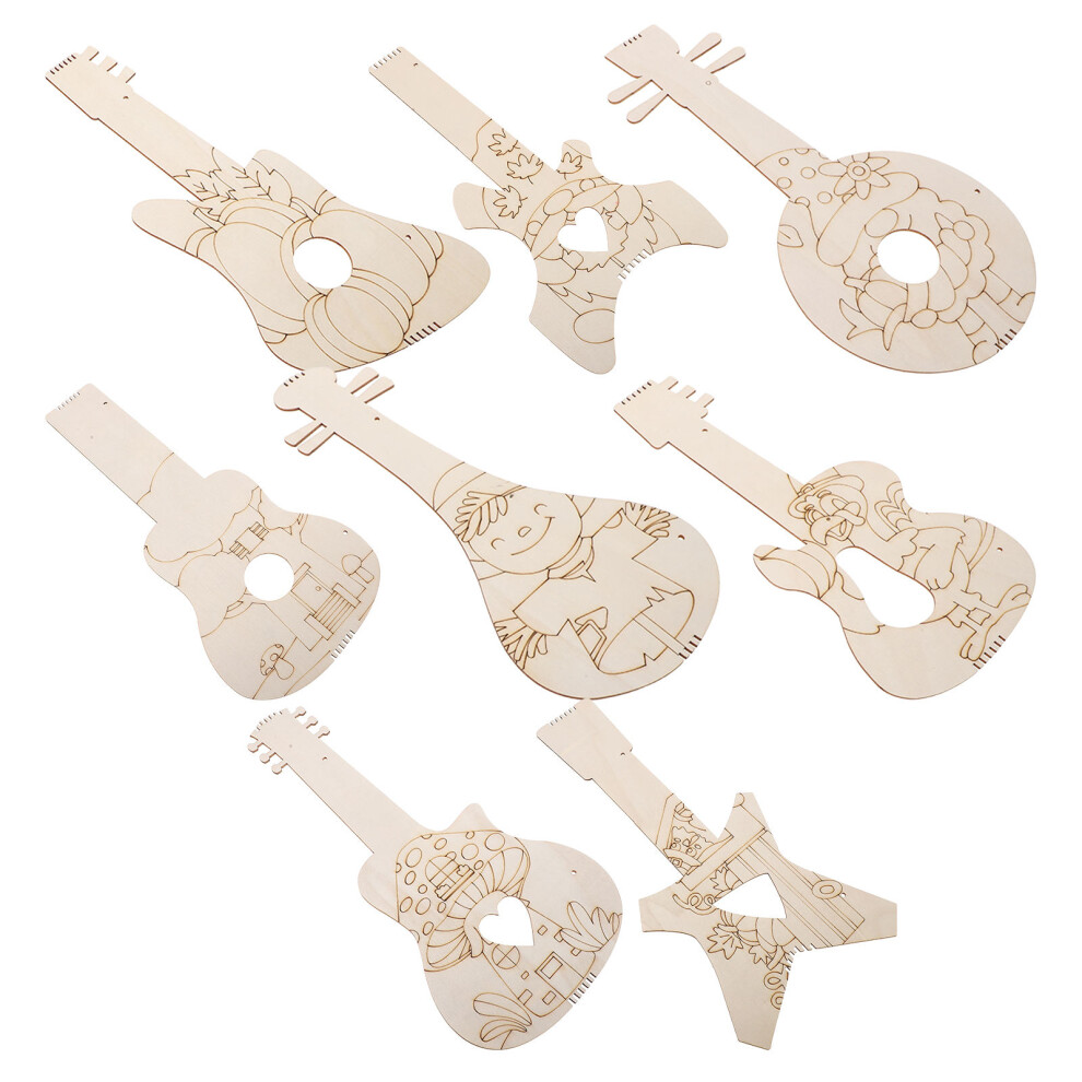8 Sztuk Drewnianych Wycięć Gitary Na ŚWięTa, Urodziny, Wesela-image