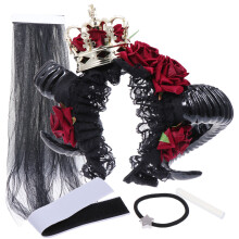 2St Svart Diadem Med Rosor Och Fårhorn, Och Skonsam För