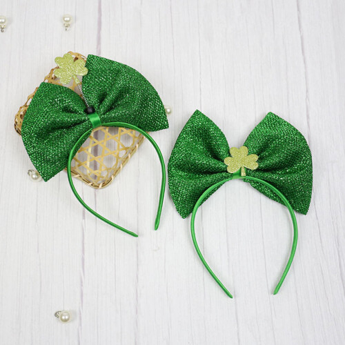 2St Saint Patricks Hårband I Grönt Tyg Clover Festlig 2