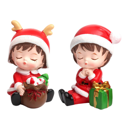 4Pcs Resin Cake Christmas Doll Decorations Assorted Decor