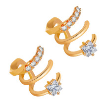 2Stk Goldfarbene Ohrclips Kupfer Mehrschichtiges Modeohrring Damen