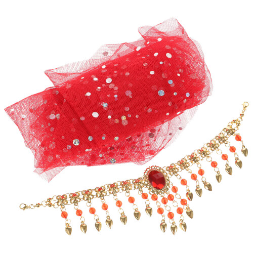 1 Set Buikdanssluiers Met Haarband Dansoptreden Accessoire 2