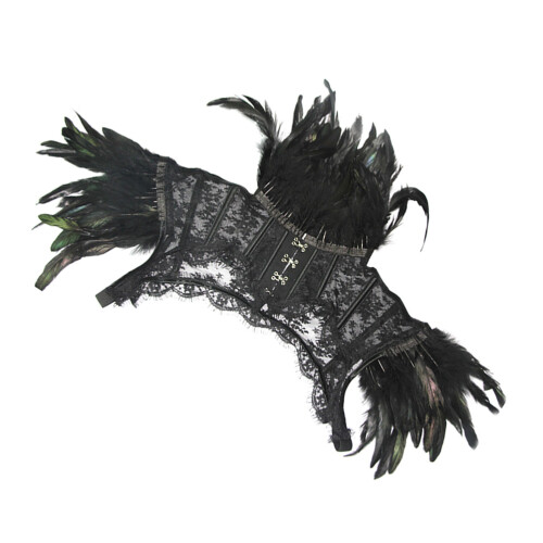 Black Cloak Cape Lace Cosplay Robe Party Performance M 1