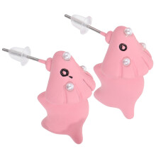 1Pair Pink Soft Clay Animal Earrings Funny Ear Accessories Daily Decor