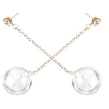 1Paar Glasperlen Lange Ketten Ohrringe Damen Mehrfarbig Metall Schmuck