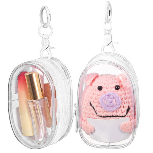 2 St Mini Nyckelringssäck Transparent Förvaring Dragkedja