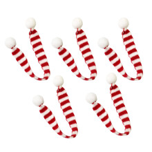 5Pcs Stickad Randig Pälsboll Halsduk 2X30Cm Vit