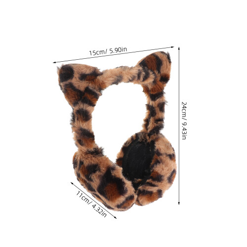 Leopardmönstrade Faux Öronmuffar För Kvinnor Vikbar Design 1