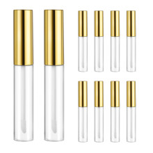 10St 10Ml Leere Runde Lipgloss Tube Aus Kunststoff Für (Gold)