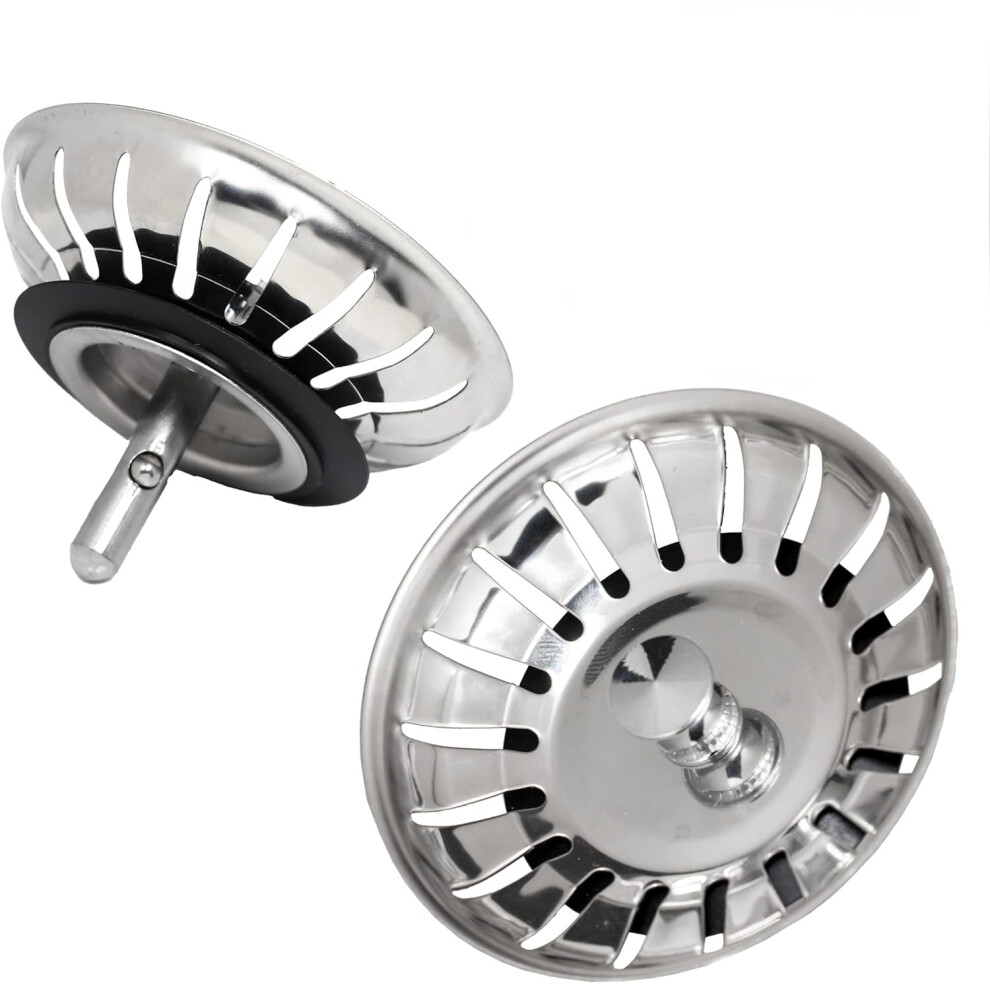 Universal Sink Plug Replacement Easy To Clean Rust Resistance Stainless Steel Basket Strainer With Rubber Stopper For Kitchen Bathroom Drains Perfect 9060116779420