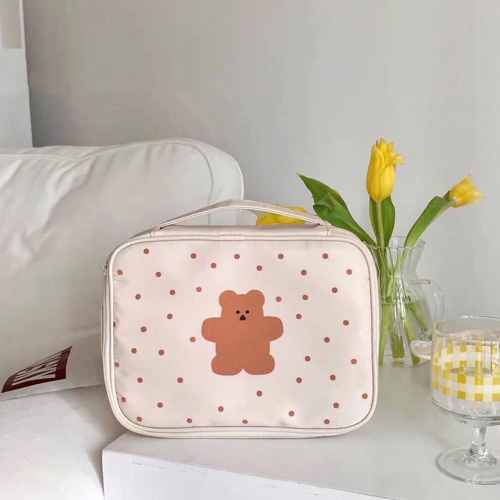 Capybara Print Multi-Layer Pencil Pouch Portable Puffer Cosmetic Bag Travel Makeup Bag with Compartments Multifunctional Zipper Pouch Cute Organizer w